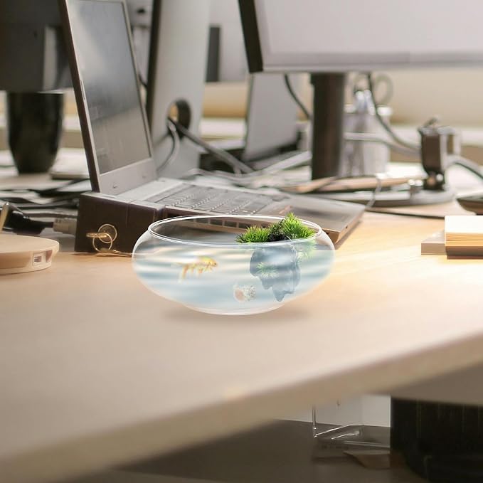 GANAZONO Clear Fish Bowl Vase Bubble Bowl Round Shallow Planter Glass Hydroponic Planter Floral Container for Table Centerpiece Wedding Event 15cm
