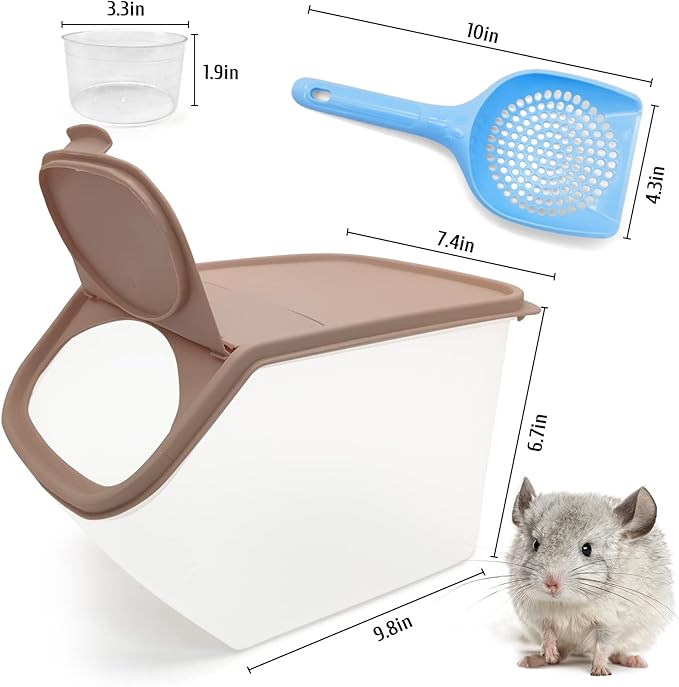 BNOSDM Chinchilla Sand Bath Container Chinchilla Dust Bath Tub Transparent Hamster Toilet Shower Room and Rabbit Grinding Claw Pads 2 Pack for Teeth Grinding for Guinea Pig Ferret Chinchilla Mouse