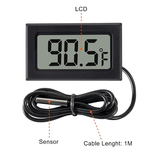 6 Pack Digital Thermometer Wired for Car Greenhouse Indicator Indoor Room Freezer Refrigerator Aquarium with 1M Waterproof NTC Probe Fahrenheit(℉)