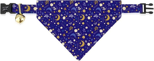 Ultra Joys Breakaway Cat Collar with Bells - Boy & Girl Kitten Collar with Bandana - Luna Small