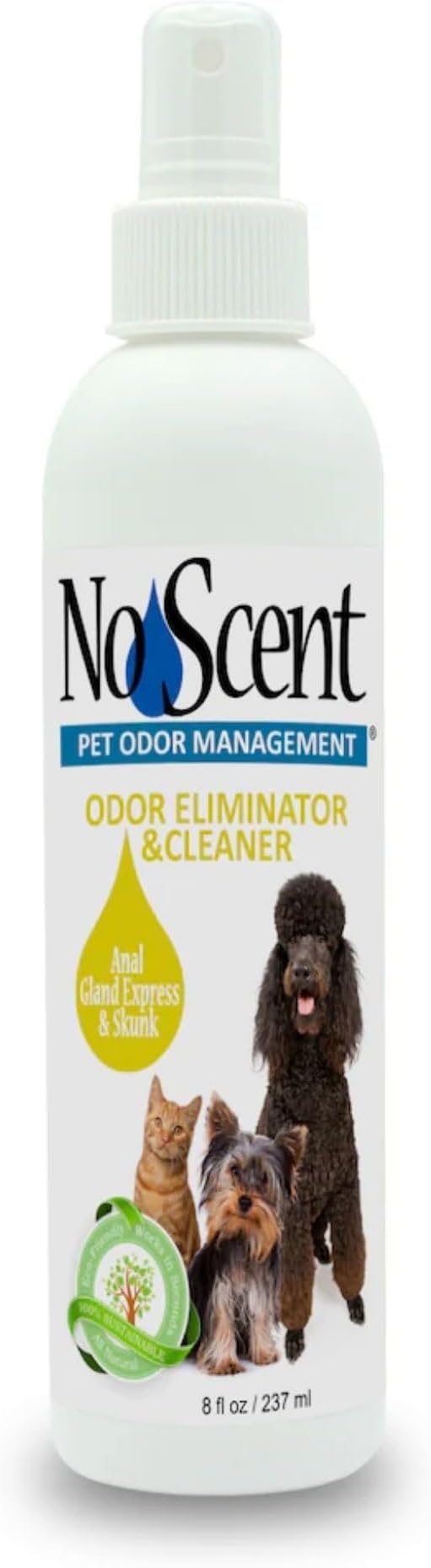 No Scent Anal Gland Express & Skunk Spray Pet Fur Cleaner for Dogs & Cats (8 Fl Oz / 237 mL)