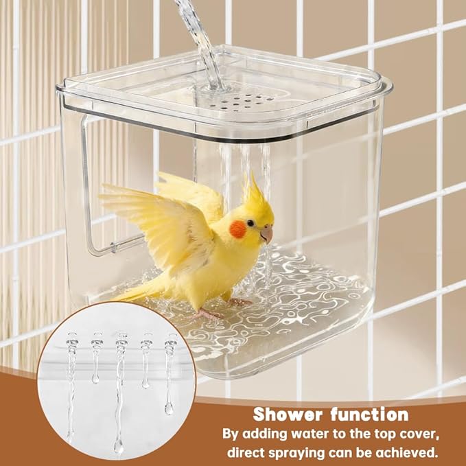 Automatic Bird Feeder No Mess Bird Cage Pet Feeder Multifunctional Parrot Feeders Transparent Food Container for Canaries (Color:Clear)