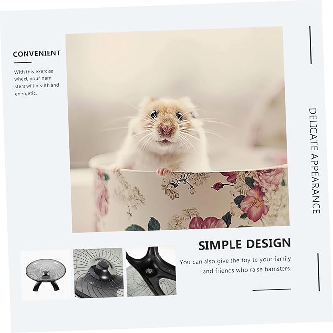 Silent Hamster Running Wheel for Small Pets Flat Sports for Hamsters Hedgehogs Gerbils Chinchillas Quiet Exercise Wheel Suitable for Squirrels and Mice Black