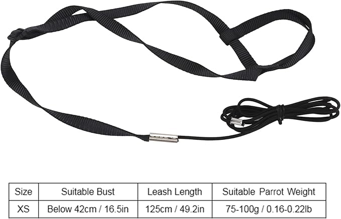 Parrot Harness Leash, Adjustable Buckle Elastic Rope Easy to Wear Convenient String for Cockatiel Lovebird Outdoor Playing Parties (XS)