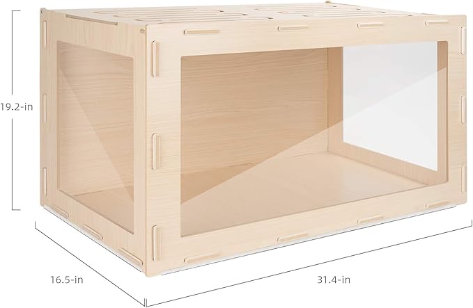 Niteangel Bigger World - MDF Aspen Terrarium for Hamster Gerbils Mice Lemming Degus or Other Small-Sized Pets(30 x 15 x 17.7 inches, Burlywood)