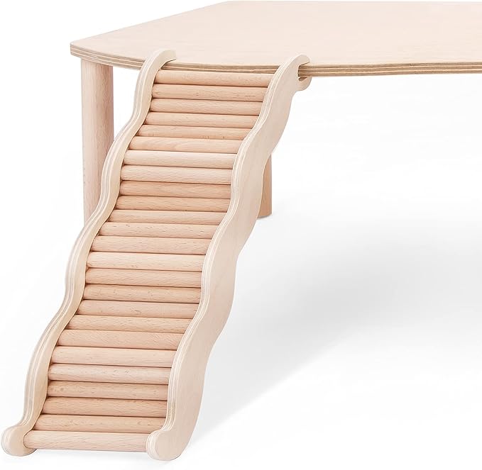 Niteangel Hamster Climbing Toy Wooden Ladder Bridge for Hamsters Gerbils Mice and Small Animals (Large - 10.35'' L)