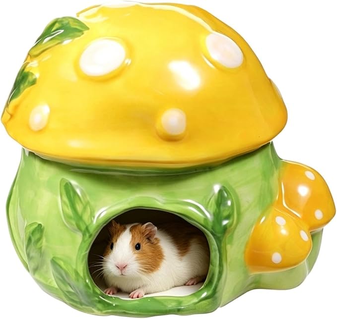 Hamster Hut - 12cm Small Animal Ceramic Hideout Cooling Porcelain Durable Critter Cabin | Burrow Sanctuary for Mice Gerbils Pet Ferret Chinc