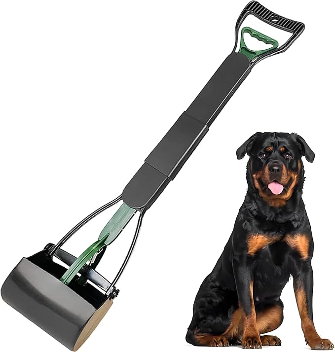 32'' Pooper Scooper for Large Small Dogs Heavy Duty, Long Handle Poop Scoop for Yard, Grass, Gravel, Dog Poop Grabber with High Strength Material and Durable Spring（Dark Green）