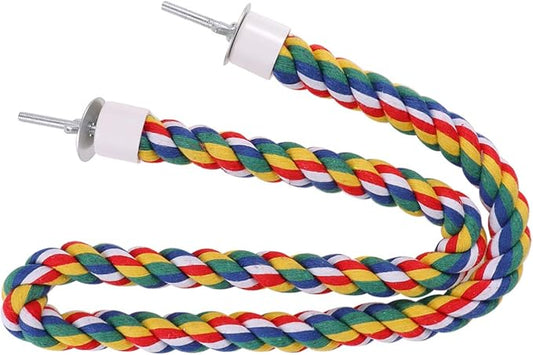 UKCOCO Bird Rope Perch - Comfy Perches for Bird Cages Natural Parrot Cotton Rope, Bungee Perch Pet Chewing Toy for Parrots Playing, Chewing or Preening (80cm/31 Inch)