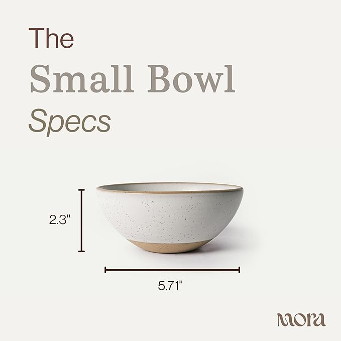 MORA Small Bowls Set of 4, 16oz Ceramic Pottery Dessert Bowls - Microwave, Oven and Dishwasher Safe - Oat