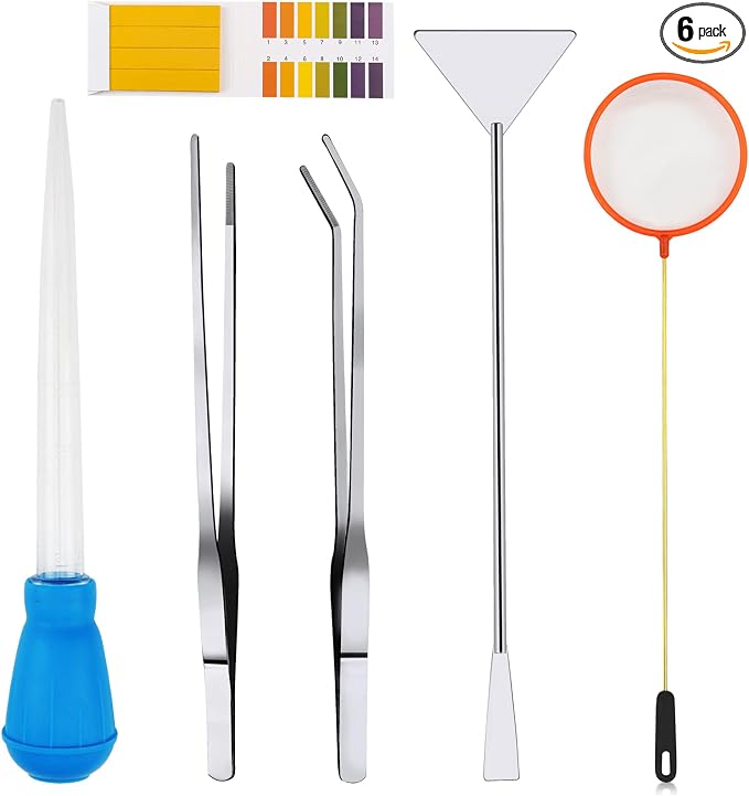 Fish Tank Cleaning Tools, 6 pcs Aquarium Cleaning Tools, Feeder Tools Kit, Aquarium Plants Cleaner, Algae Scraper for Glass Aquariums