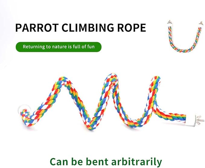 Bird Perch,Bird Rope Perch & Rope Perch,Bird perches for cage,Rope Perch for Conures,Parrots,Cockatiel,Lovebird,Budgerigar,Parakeet Rope perches for cage (2PCS Nipple 24inch)