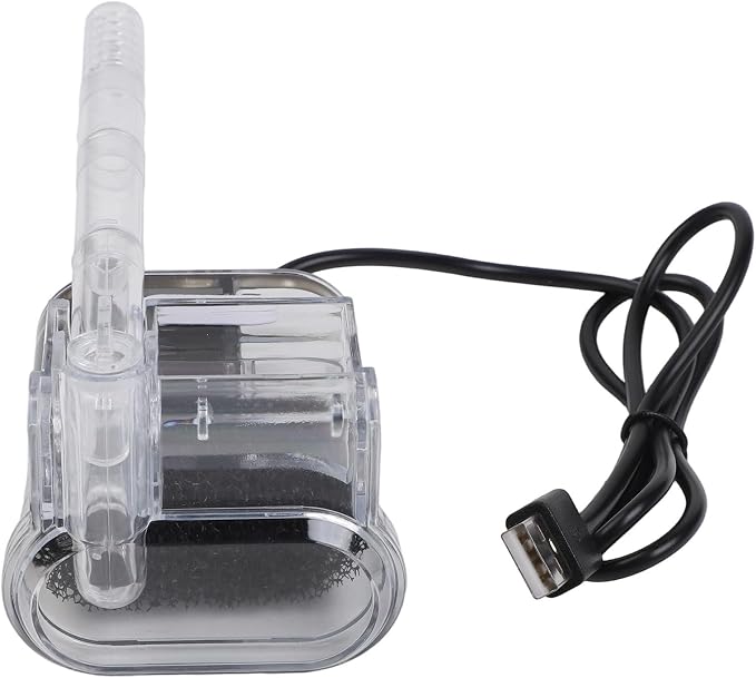 Aquarium External Filter USB Powered Waterfall Circulation Pump with Adjustable Flow for 3-5mm Glass Tanks, Transparent Plastic Hanging Back Filter for Small Fish Tank Cleaning
