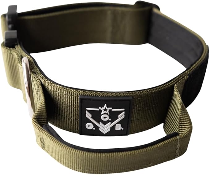 Operation Good Boy Tactical Dog Collar – Heavy Duty Military-Grade Nylon with Quick Release Buckle & Training Handle – Adjustable for Medium and Large Dogs (Green)