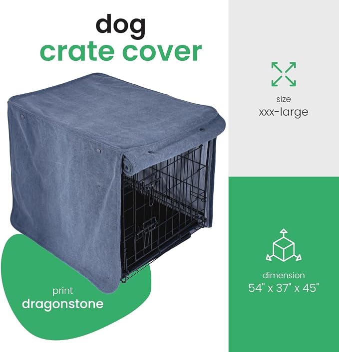 Molly Mutt Dragonstone Dog Crate Cover, GOTS-Certified 100% Organic Cotton Canvas Cover for Dog or Puppy Kennel and Cage, Washable, Free of Harmful Chemicals, XXX-Large, Fits 54"x37"x45" Crate