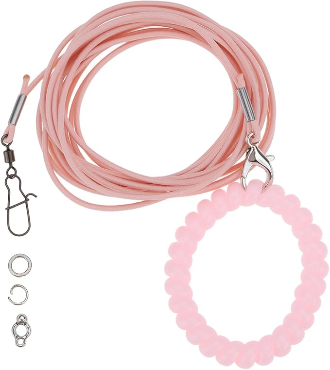Bird Harness Flying Training Rope 3M for Parrots Pigeons and Budgerigars with 4# Ring (Pink)