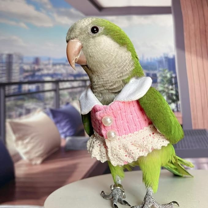 Bird Diaper Flight Suit - Pink Top Bird Clothes Cosplay Photo Prop for Parrots, Lovebirds, Parakeets, Cockatiels & Small Animals (Macaw)