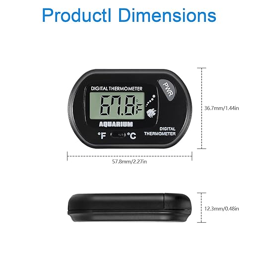 2pcs Aquarium Thermometer LCD Digital Fish Tank Thermometer with Water-Resistant Sensor Probe and Suction Cup for Turtle Incubators Terrarium Water Thermometer