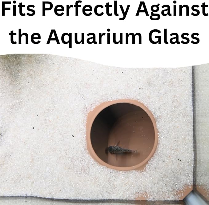 Aquarium Underground Corner Cave Natural Curve | Viewing Fish & Shrimp Under Gravel Tunnel | Fish Tank Decor Decoration Hideout Perfect for Corydora Catfish, Kuhli Loach, Pleco (Brown)