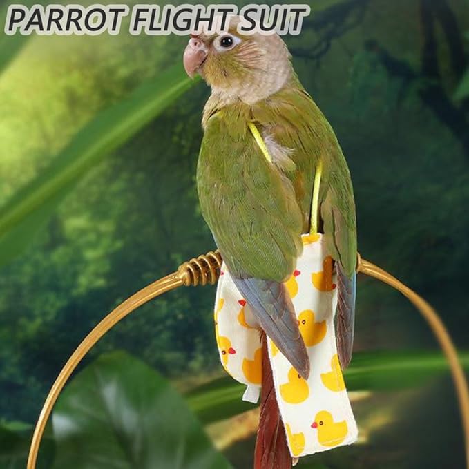 4pcs Bird Diaper Cute Printed Parrots Flight Suit with Bowknot Parrot Nappy Reusable Pigeon Pants Cockatiel Clothes for Parakeet Mini Macaw Budgie Canary - XS