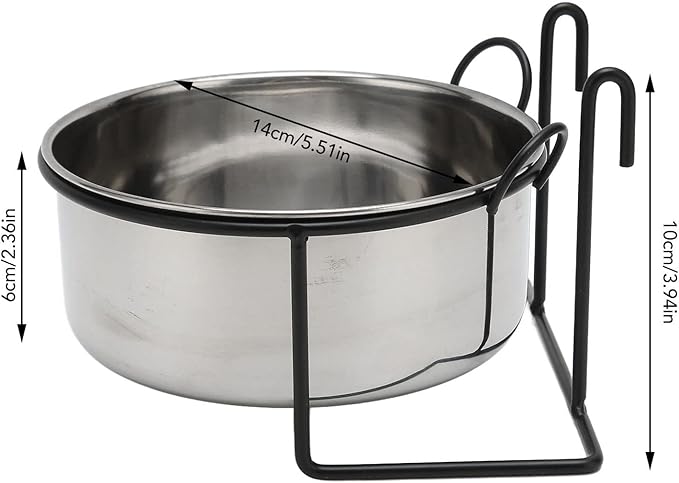 GOTOTOP Stainless Steel Coop Cup, Hanging Pet Bowl Food Water Feeder with Hook for Dogs Cats Birds Rabbits in Crate Cage Kennel