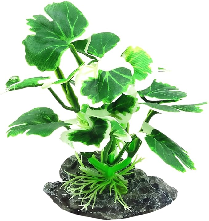 JGbaby Artificial Aquarium Plants,Fish Tank Decorations Betta Leaf Hammock 4in Realistic Silk & Plastic Plants, Hideout Decor for Betta. Goldfish,Reptiles,Small Tanks (Green Type-E)