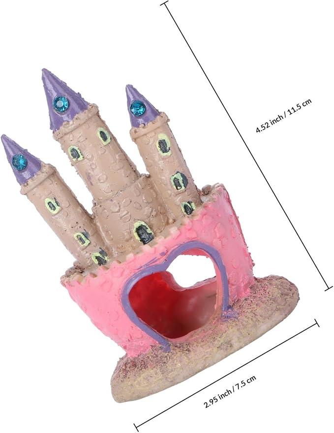 Happyyami Resin Aquarium Castle Decor for Fish Tank, Cartoon Style Hideout Ornament Providing Safe Hiding Place for Freshwater and Saltwater Fish, Easy to Clean Aquarium Landscaping