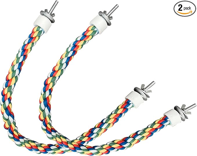 2PCS Bird Rope Perches, Colorful Cotton Parrot Toys Comfy Perch for Rope Bungee Bird Toy 21 Inch
