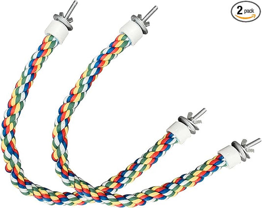 2PCS Bird Rope Perches, Colorful Cotton Parrot Toys Comfy Perch for Rope Bungee Bird Toy 21 Inch