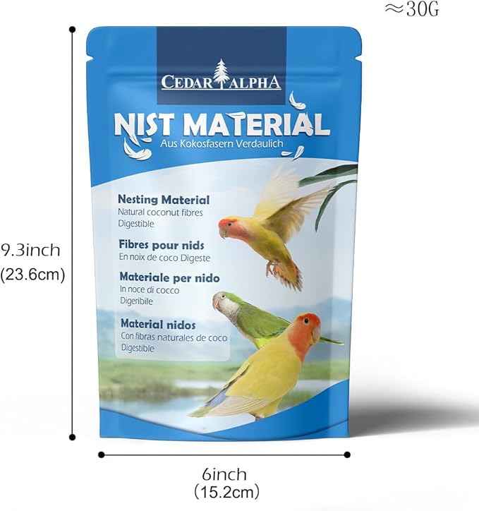 Premium Coconut Fiber for Bird Nests - Canary Nesting Material Coconut Bird Nest Finch Coconut Fiber Loose Bedding Substrate for Laying Eggs,Resting Materials, Hummingbird Parakeet 40g/1.4 oz