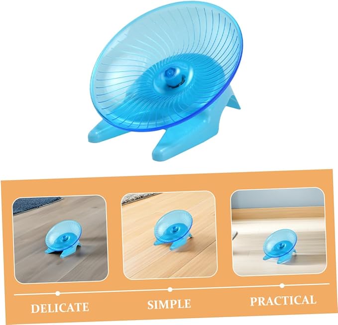 Unomor Silent Hamster Exercise Wheel with Support Stand, Light Blue Plastic Flying Saucer Running Wheel for Gerbils, Dwarf Hamsters, and Small Pets