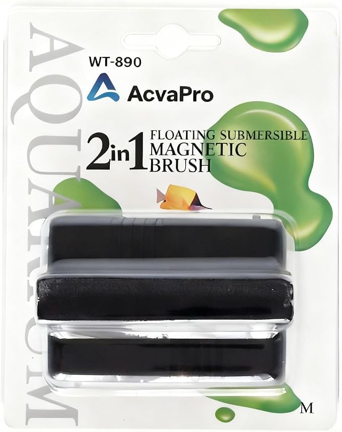 Magnetic Aquarium Glass Cleaner, Highly efficient Powerful Double Side Magnetic Fish Tank Brush and Corner Cleaner, Interchangeable Floating and Submersible (M 2.40x3.15x1.65in)
