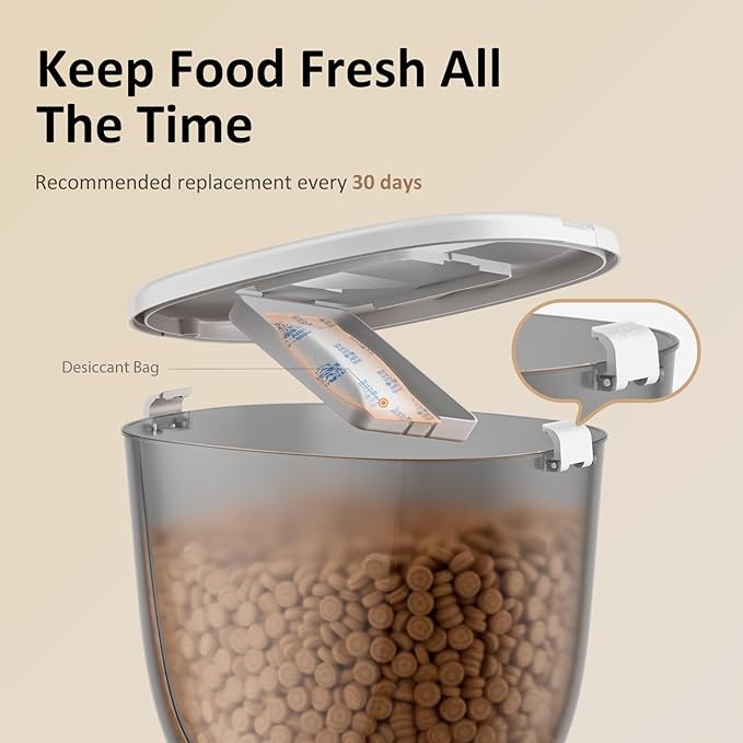 Automatic Cat Feeder 5G WiFi, Automatic Pet Feeder with App Remote Control, 5L Cat Dry Food Dispenser Dual Power,10 Meals Programmable 1-15 Portion Control Auto Cats Feeders for Indoor Use