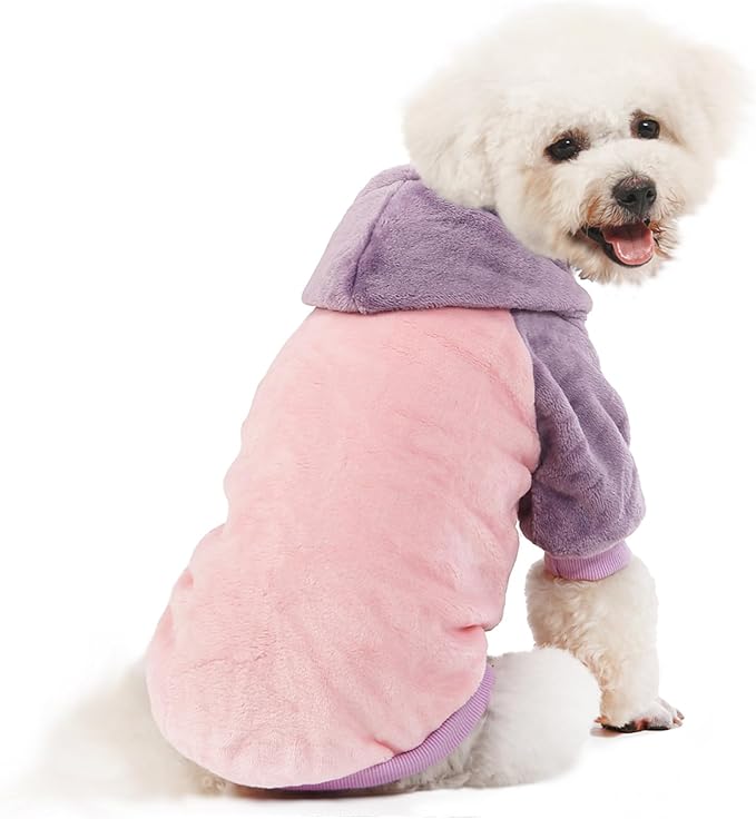 FabriCastle Dog Hooded Sweater, Dog Clothes for XXS XS Small Dogs Girl & Cats, Soft and Warm Pet Coat, Winter Pet Jacket, Doggy Apparel Costumes, Puppy Outfits Snap On Hoodies (Pink Body, XX-Small)
