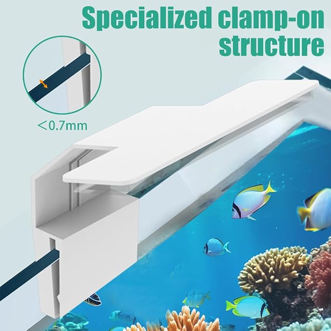 Clip-on Aquarium Light,Full Spectrum LED Fish Tank Plant Light with 4 Colors Dimming for Up to 0.7cm Thickness Tank