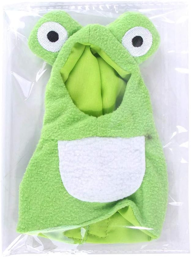 Sun Conure Bird Diaper Flight Suit Frog Shape Hoodie Cosplay Photo Prop for Parrots African Greys Parakeet Cockatiel Reusable Adjustable Apparel (S)