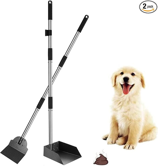 SCENEREAL Dog Pooper Scooper for Yard - Tray & Spade Set, Long Handle Metal Detachable Poop Scooper for Large Medium Small Dogs, Pet Waste Removal Scoop with No Bending for Outdoor Grass, Dirt Gravel
