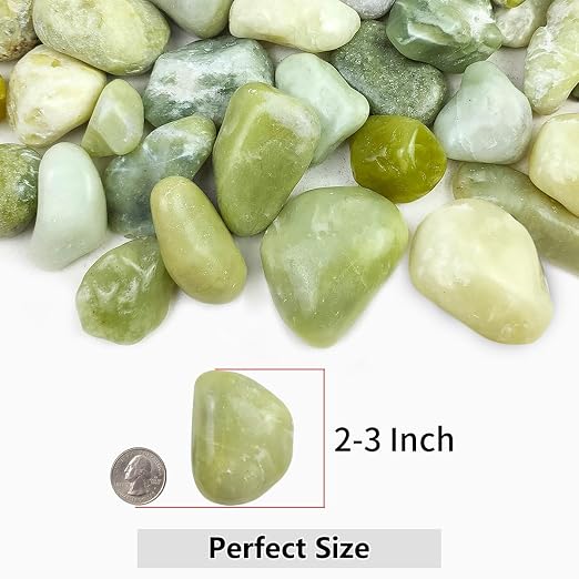 10lbs Jade River Rocks, 2-3 Inch Natural Pebbles for Indoor Plants | High Polished Outdoor Decorative Stones Vase Filler Fish Tank Aquariums Landscaping Garden Outdoor and Indoor DIY