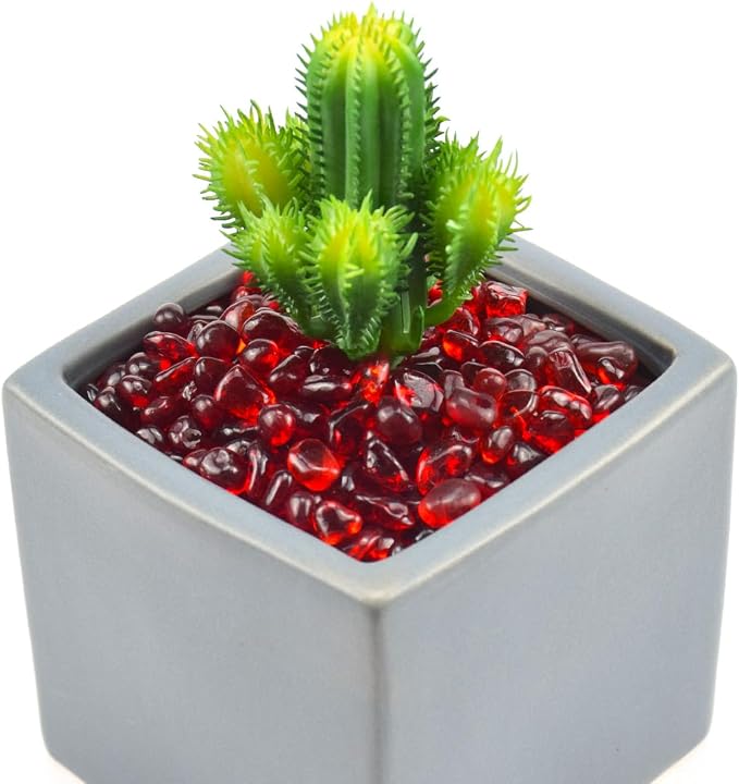 WAYBER 1 Pound Tumbled Sea Glass Pebbles Decorative Glass Stones, Red | Vivid Long-Lasting Hues, Lustrous Polished Finish, Non-Toxic Material, Ideal for DIY Crafts & Home Decorations