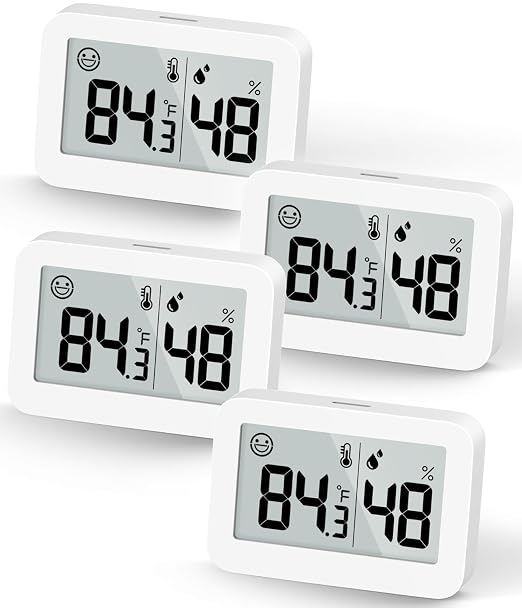 Mini Hygrometer Indoor Thermometer, Digital Humidity Gauge with Celsius Fahrenheit Switch Button,Humidity Meter Temperature Monitor for Babyroom Cellar Reptile Incubator Closet (4, White, 5 CM)