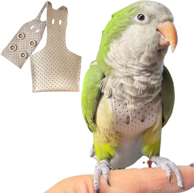Premium Genuine Cowhide Bird Flight Harness Anti Bite Breathable Parrot Diaper Parrot Suit with Leash for Parakeet Conure Quaker Flying Clothes Rope and Handle (Without Leash,X-Small)