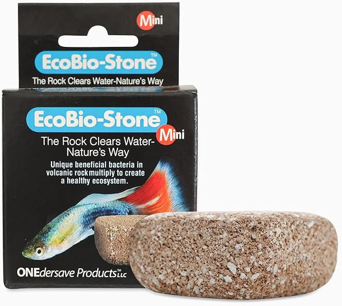 EcoBio-Block Aquarium Water Clarifier (Mini, 3–8 gal) | Volcanic Rock — Lasts Up to 2 Years — No Weekly Additives — Long-Term Water Balance — Safe for Fish, Shrimp, Frogs & Turtles