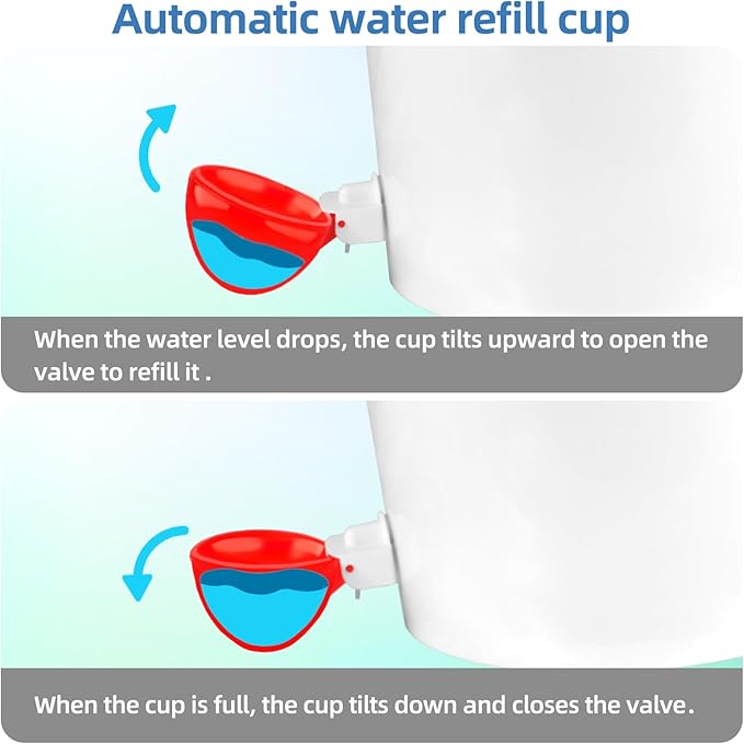 Automatic Chicken Waterer Cups,10 Pack Large Chicken Water Feeder, Universal Tee Fittings Poultry Feeder Cups Suitable for Chicken, Duck, Goose, Turkey with Mounting Hole Opener