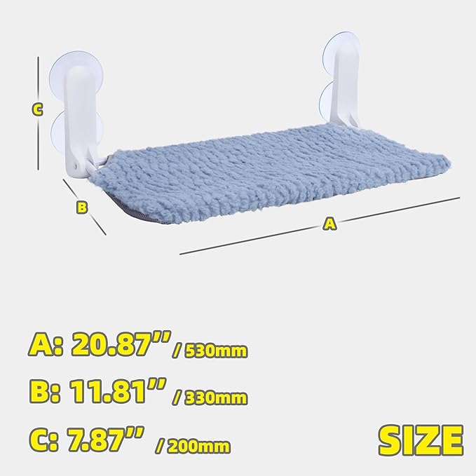 AIWIKIDE 2PC Cat Window Perch, Easy Install Bracket, Portable Wall Hammock for Indoor Cat, Light Blue