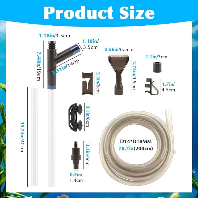 Aquarium Siphon Gravel Cleaner, Fish Tank Vacuum Cleaning Kit, Manual Water Changer Pump for Aquarium and Turtle Tanks, Gravel Vacuum Sand Washer for Removing Waste and Debris(COLOR:Black+Transparent)