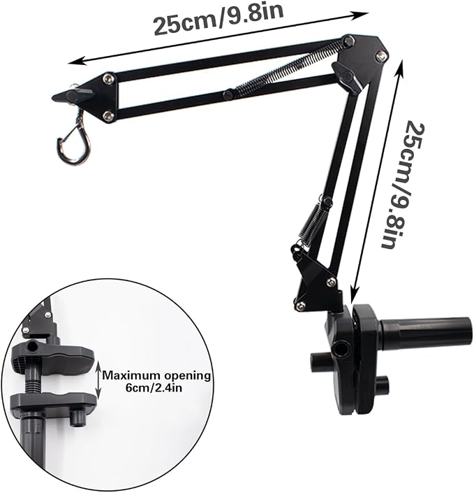 Reptile Heat Lamp Stand Clip-Type, Black Metal Multi-Position Adjustable Light Holder with 360°Swing Arm for Clipping onto Fish Tank, Turtles Chameleons Terrarium (Lamp Not Included)