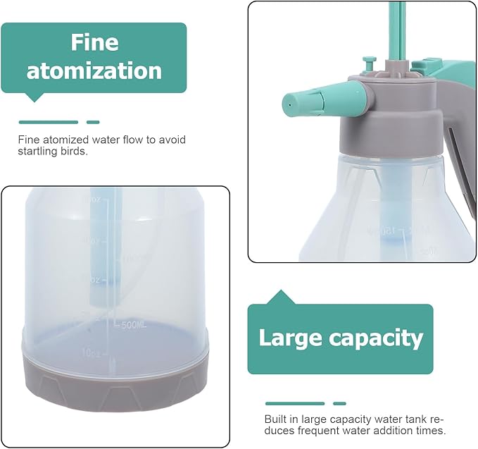 KOMBIUDA Bird Shower Misting Sprayer Bottle: 1.5L/50.72 Fl Oz Handheld Parrot Bath Sprayer Mist Cleaning Tool - Bird Mister for Parakeet Parrot Cockatiel
