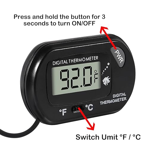 6Pcs Aquarium Thermometer Fish Tank Thermometer Reptile Fahrenheit Terrarium Water Temperature Indicator Test Digital with LCD Display Fahrenheit/Celsius