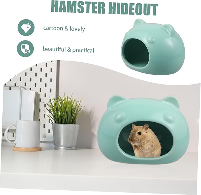 BESPORTBLE Ceramic Small PET Hideout Adorable Hamster House Bed for Gerbils Hedgehogs and Small Animals Comfortable Indoor Retreat