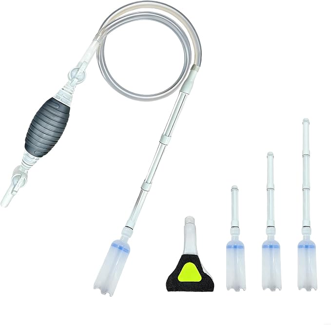 Promising Aquarium Siphon Vacuum Cleaner, Fish Tank Water Changer & Gravel Sand Cleaner | Manual Pump with Replaceable Brush Head and Adjustable Rods for Aquariums, Fish Tanks and Turtle Tank Cleaning